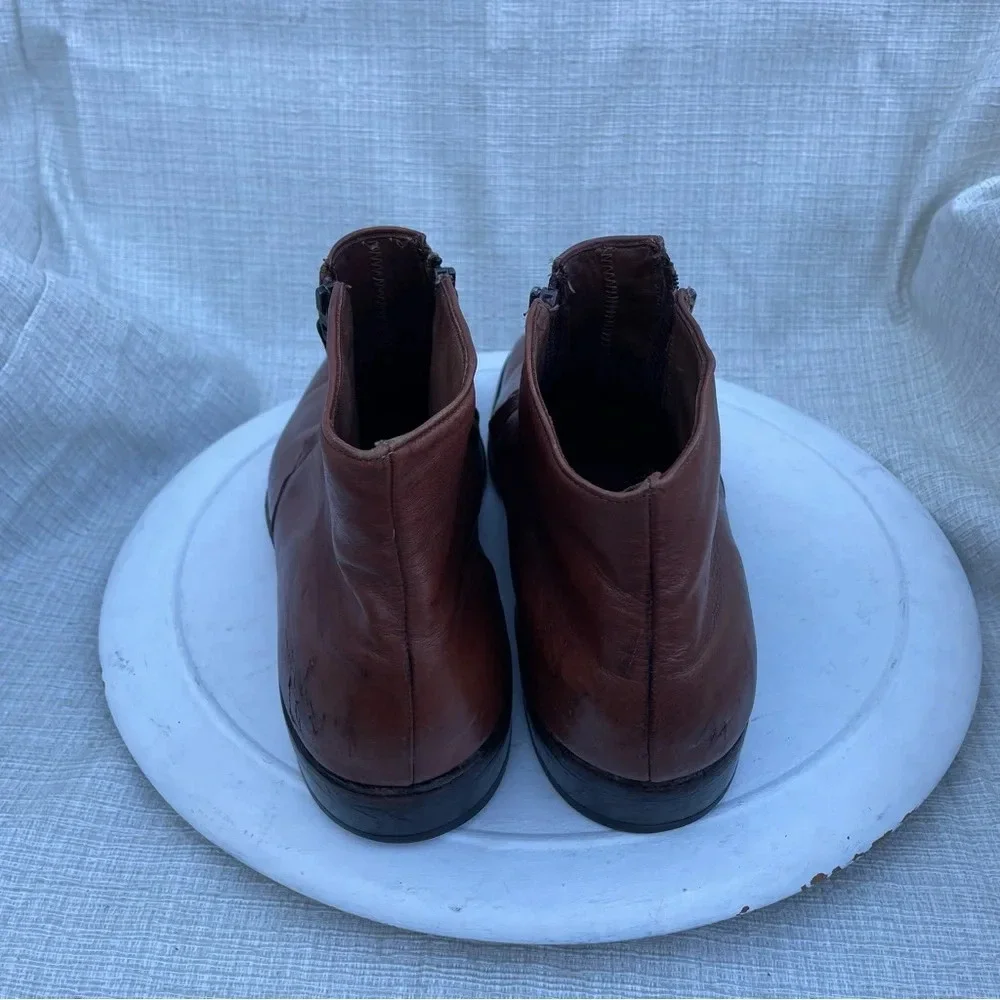 Allen Edmons Ostendo York Vintage Mens Mahogany Leather Zip Ankle Boots Sz 14